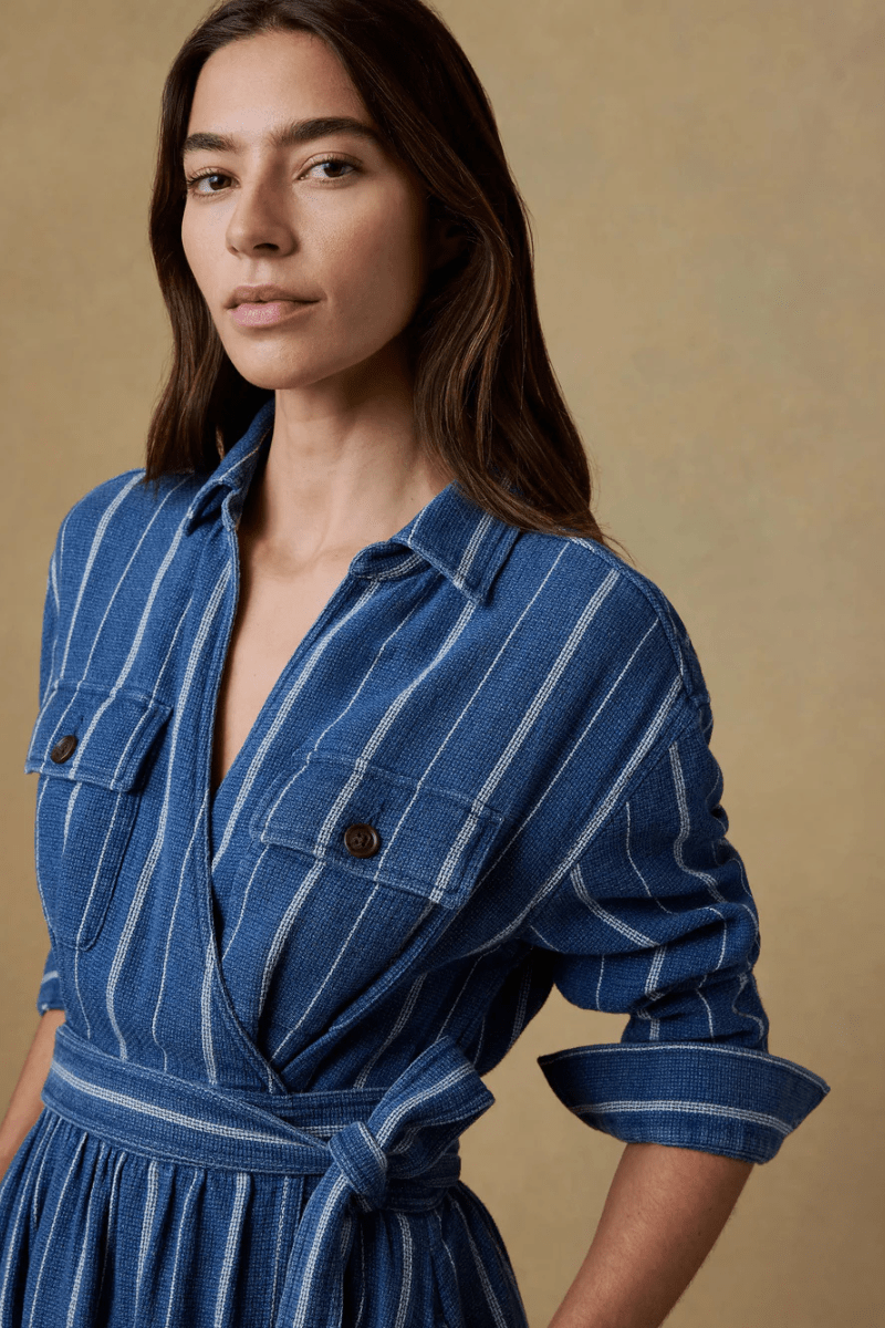Dresses - Faherty Brand - Island Tide Julia Wrap Dress - Archery Close