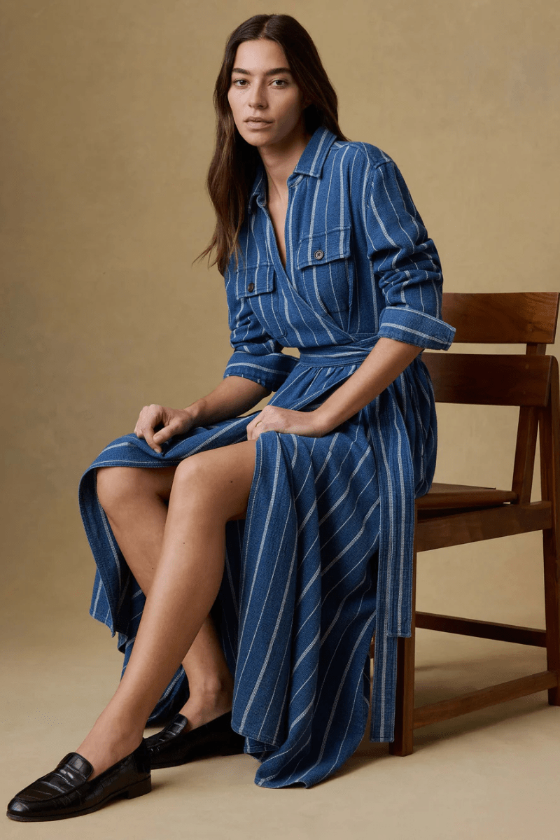 Dresses - Faherty Brand - Island Tide Julia Wrap Dress - Archery Close
