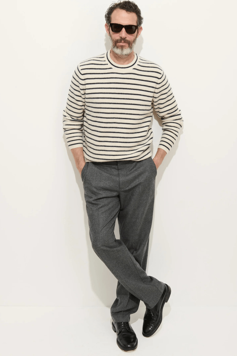 Sweater - Alex Mill - Jordan Sweater in Striped Cashmere - Archery Close
