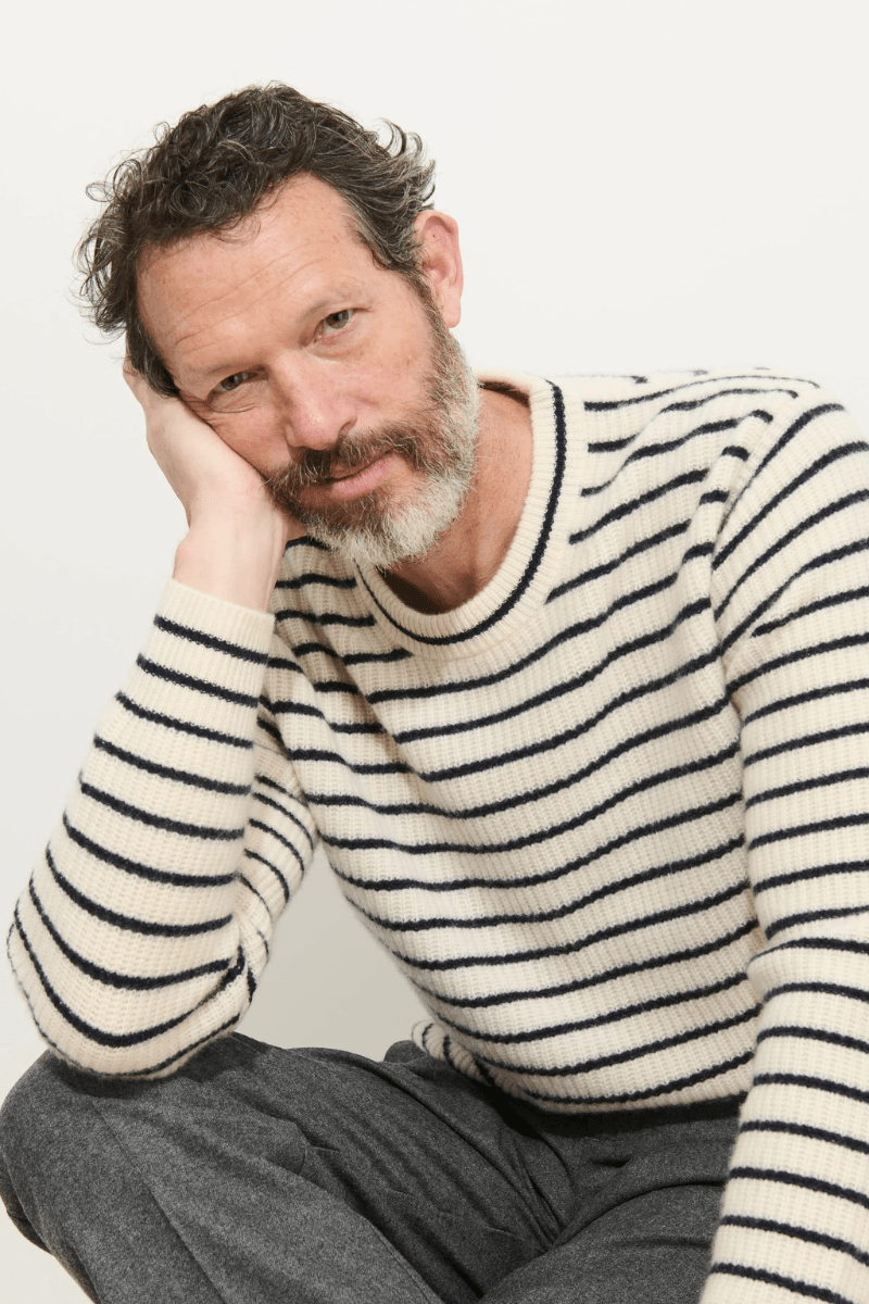 Sweater - Alex Mill - Jordan Sweater in Striped Cashmere - Archery Close