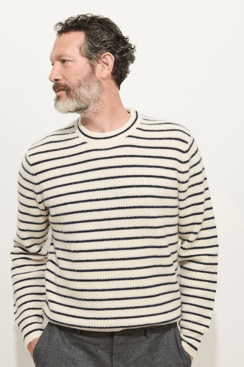 Sweater - Alex Mill - Jordan Sweater in Striped Cashmere - Archery Close