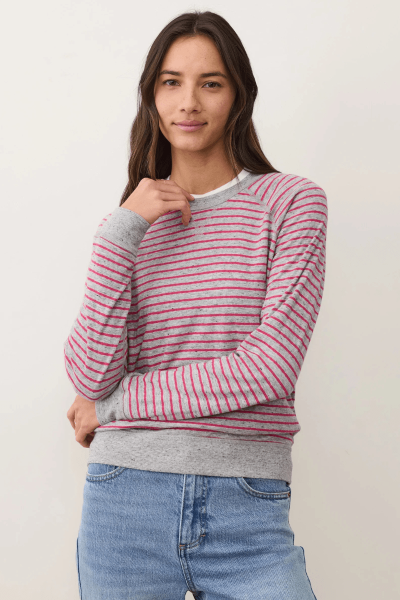 Shirts & Tops - Marine Layer - Juno Reversible Raglan in Heather Grey/Pink - Archery Close