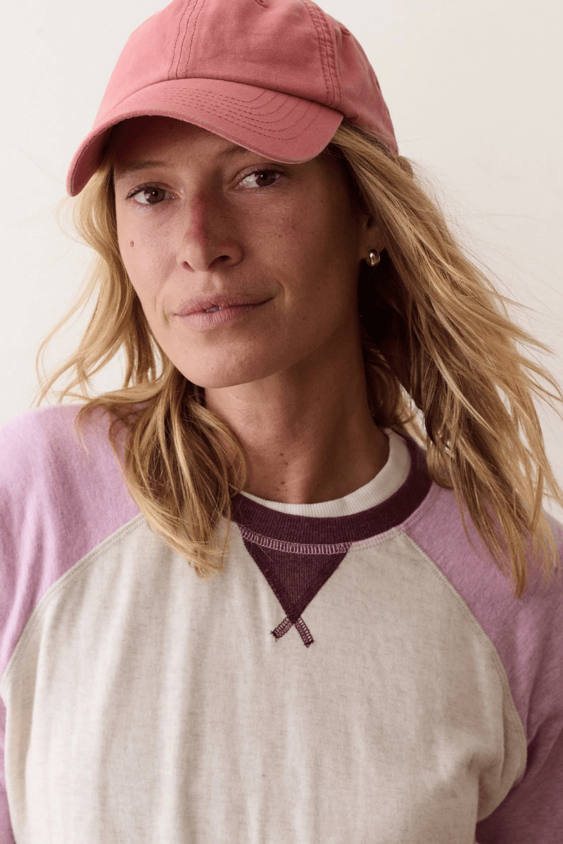 Shirts & Tops - Marine Layer - Juno Varsity Raglan in Sand & Lilac - Archery Close