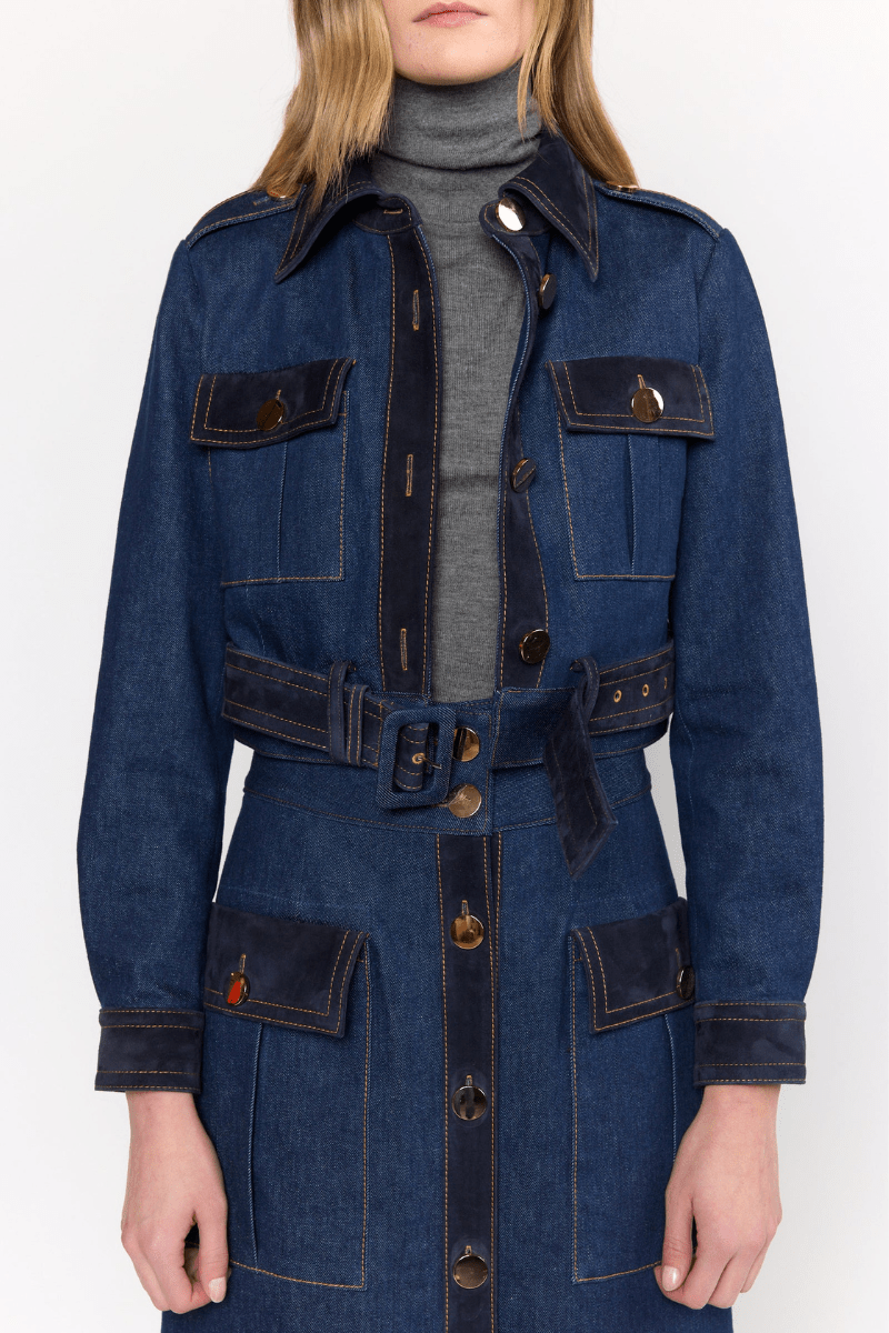 Outerwear - Christy Lynn - Kalita Jacket in Dark Indigo - Archery Close