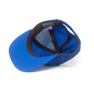 Blue cap with black mesh back on a white background
