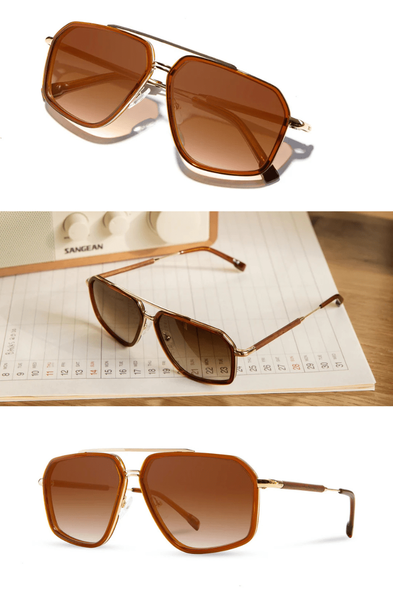 Sunglasses - Shwood Eyewear - Keizer Sunglasses in Rust & Gold/Mahogany - Archery Close