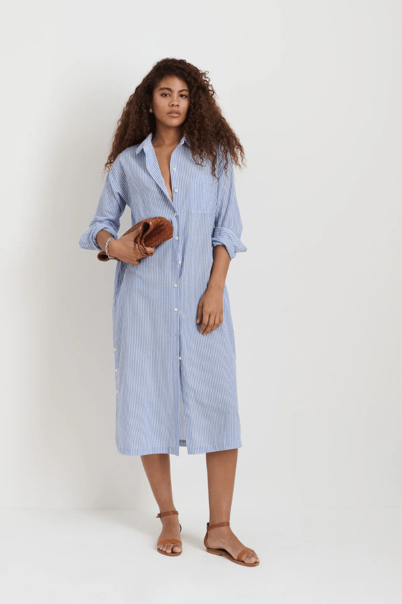 Dresses - Alex Mill - Kerry Shirtdress in Seersucker - Archery Close