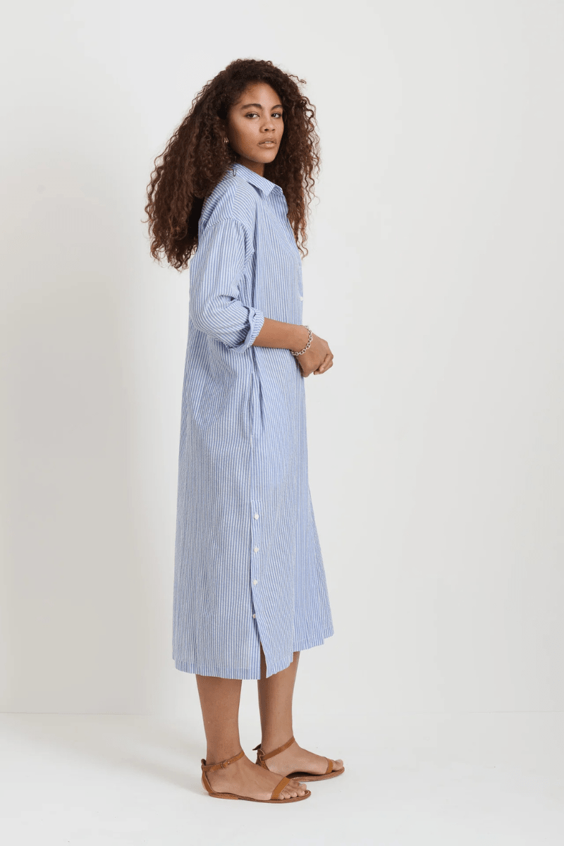 Dresses - Alex Mill - Kerry Shirtdress in Seersucker - Archery Close