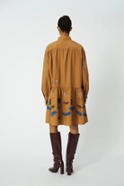 Dresses - Stella Nova - Khaki Embroidery Dress - Archery Close