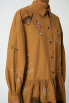 Dresses - Stella Nova - Khaki Embroidery Dress - Archery Close