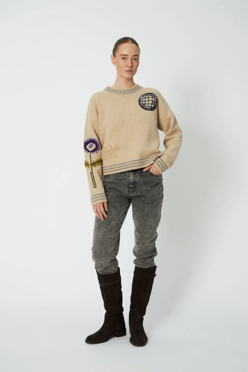 Sweater - Stella Nova - Knitted Sweater with Embroidery - Archery Close