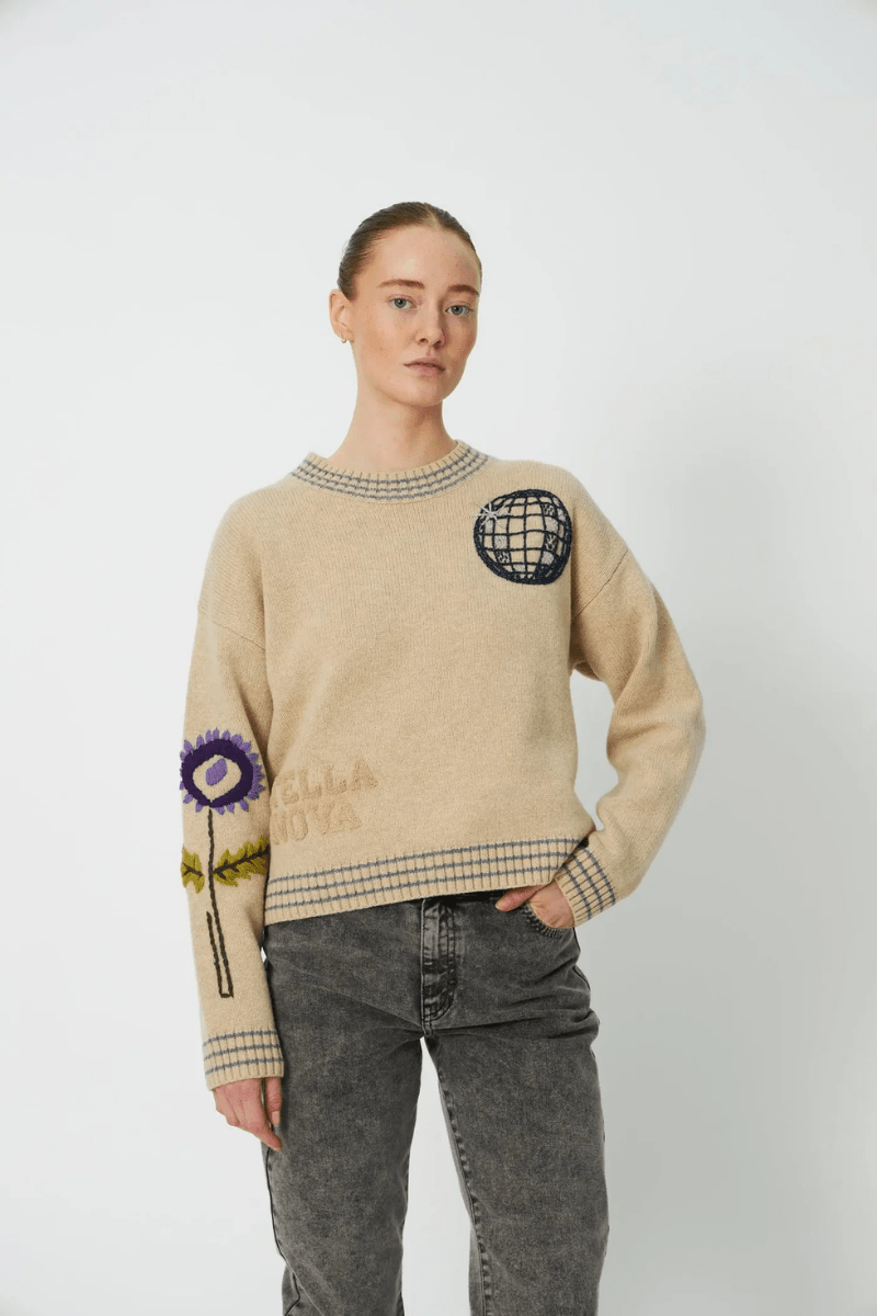 Sweater - Stella Nova - Knitted Sweater with Embroidery - Archery Close