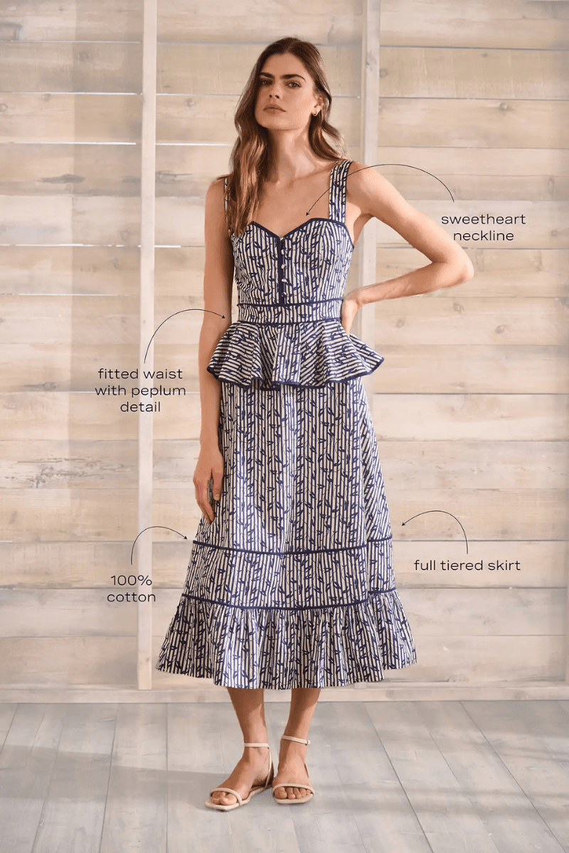Dresses - Hunter Bell - Lacey Dress in Vine Stripe - Archery Close