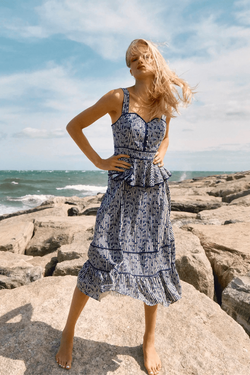 Dresses - Hunter Bell - Lacey Dress in Vine Stripe - Archery Close