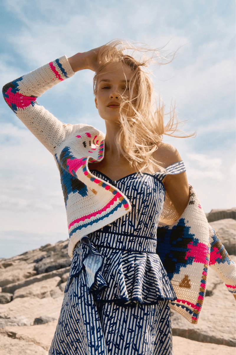 Dresses - Hunter Bell - Lacey Dress in Vine Stripe - Archery Close