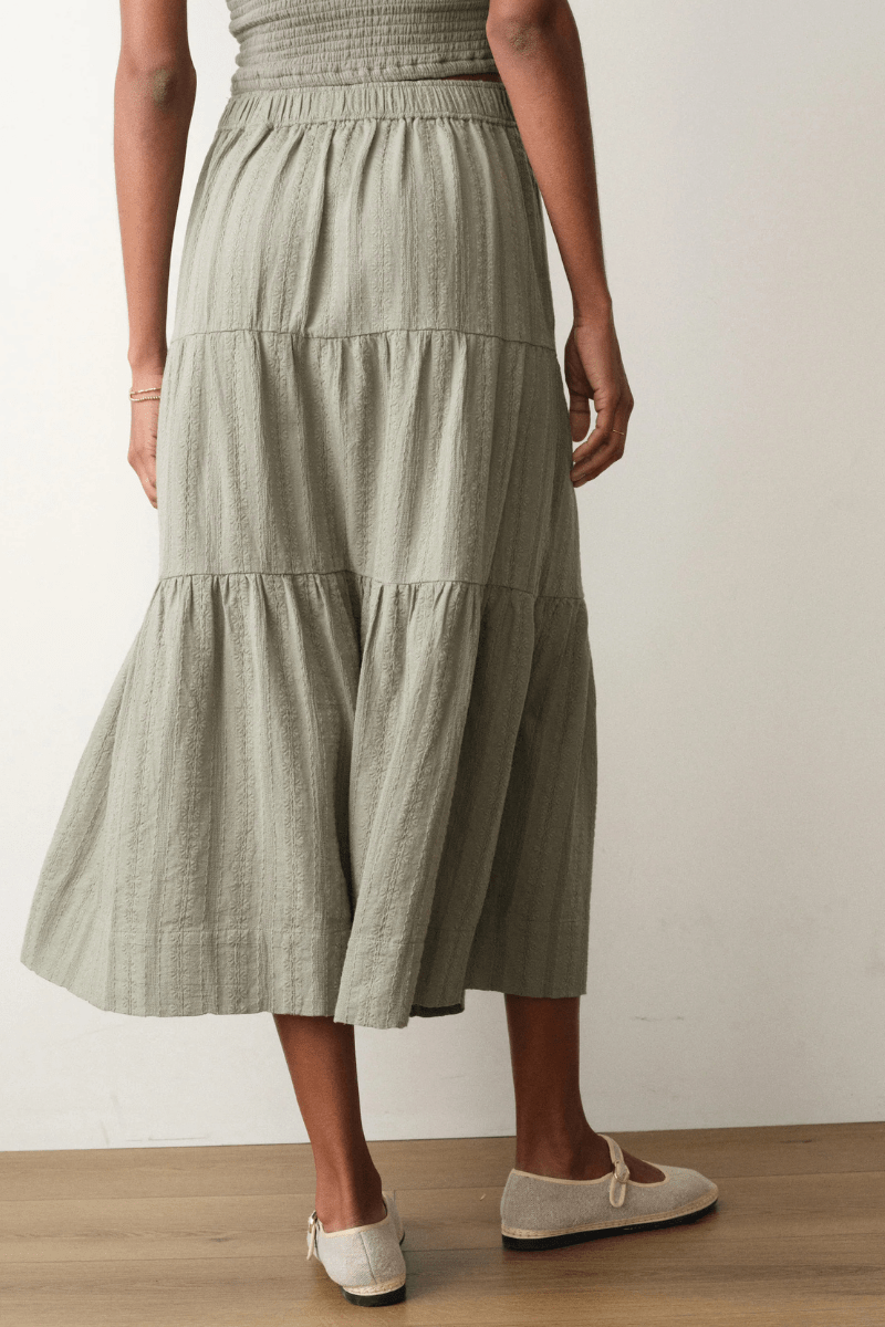 Skirts - Marine Layer - Lana Button - Through Skirt in Sage - Archery Close
