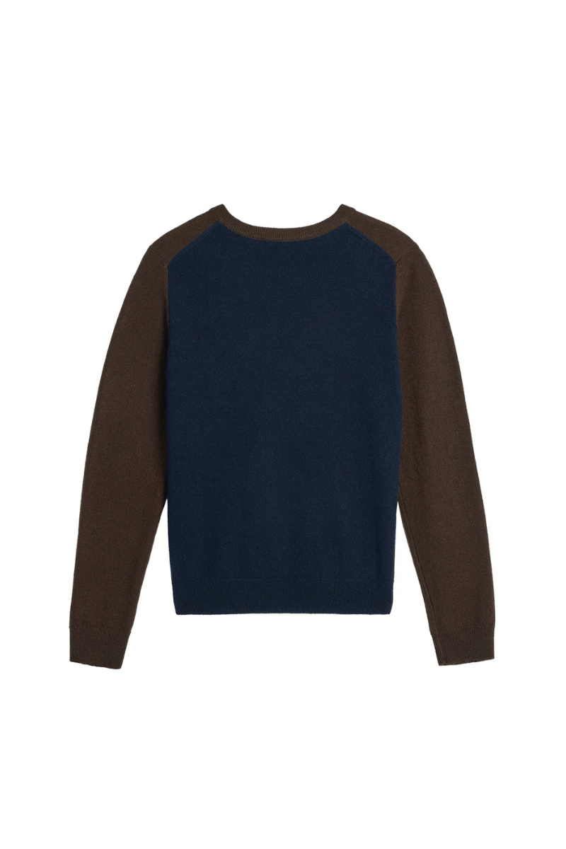 Sweater - DemyLee - Laney Cashmere Sweater in Espresso/Navy - Archery Close