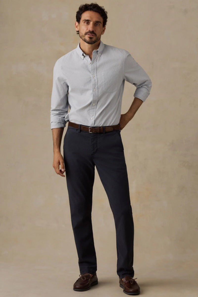 Faherty Brand Laundered Oxford Shirt - Classic Blue Stripe