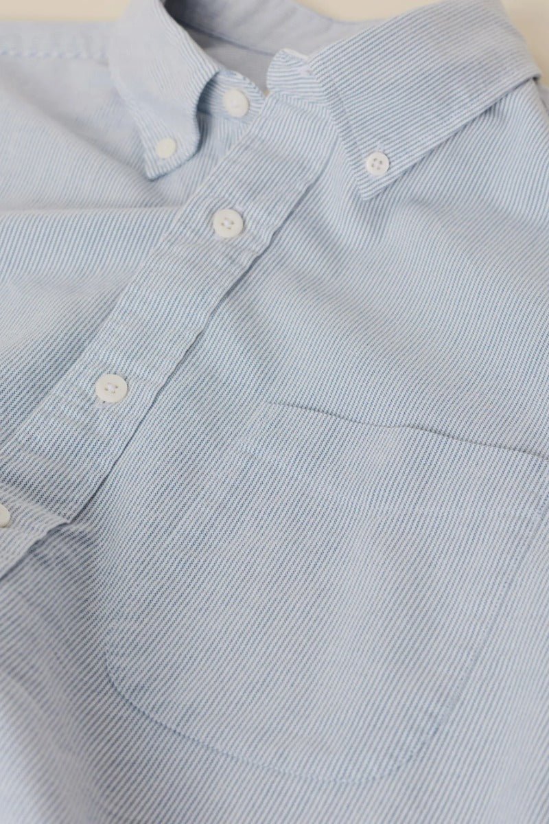 Faherty Brand Laundered Oxford Shirt - Classic Blue Stripe