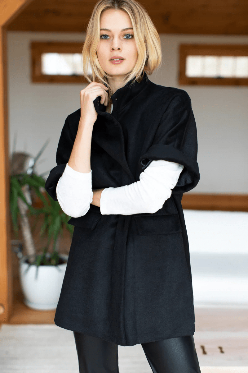 Outerwear - Emerson Fry - Layering Jacket in Black Wool Cashmere - Archery Close