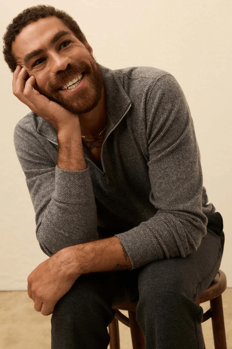 Sweater - Faherty Brand - Legend Sweater Quarter Zip - Archery Close