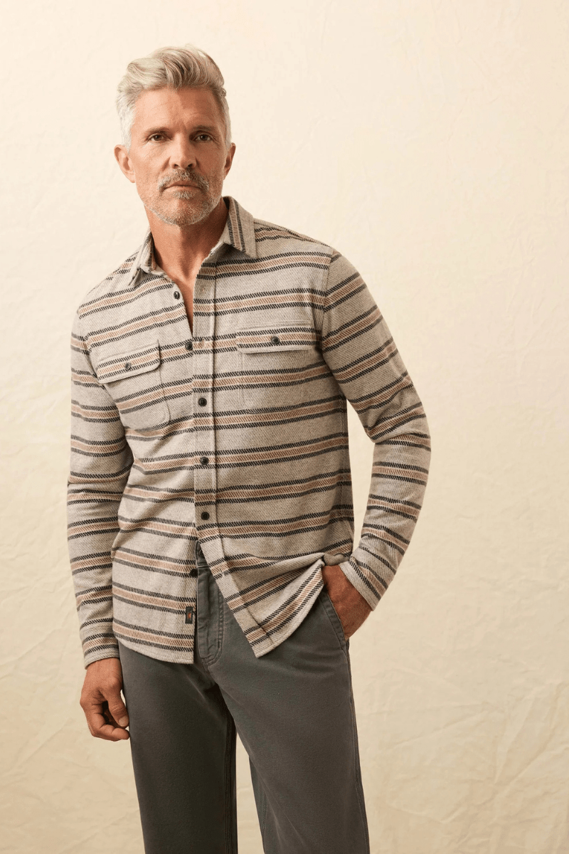 Shirts & Tops - Faherty Brand - Legend Sweater Shirt in Rock Coast Stripe - Archery Close