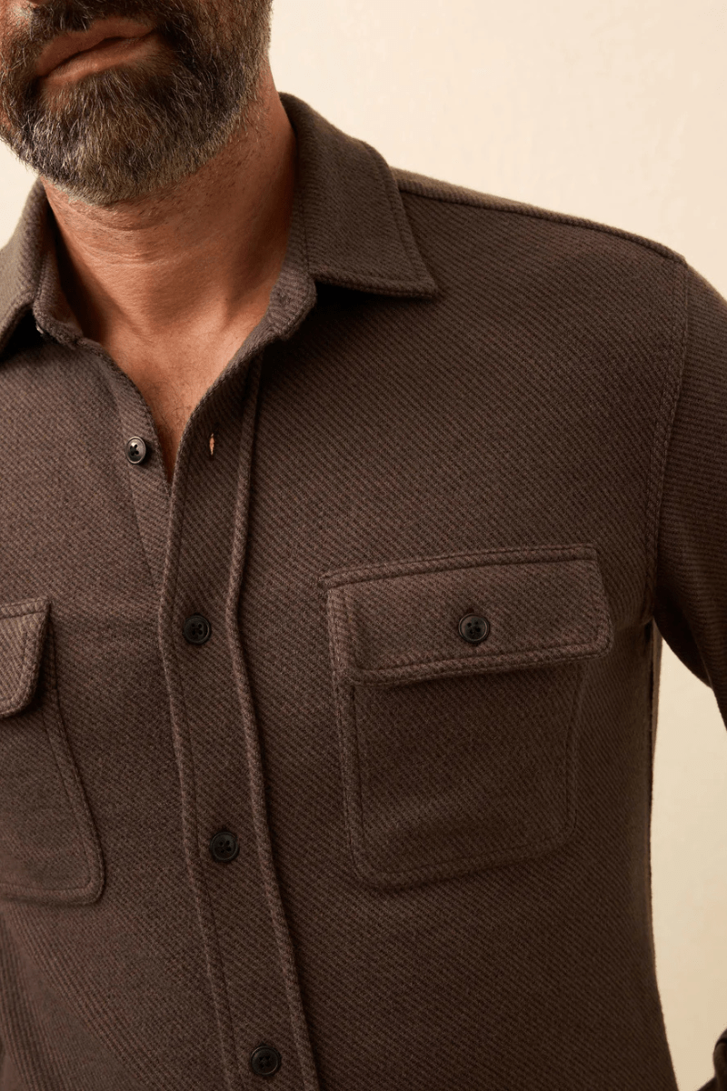 Shirts & Tops - Faherty Brand - Legend Sweater Shirt in Valley Brown Twill - Archery Close