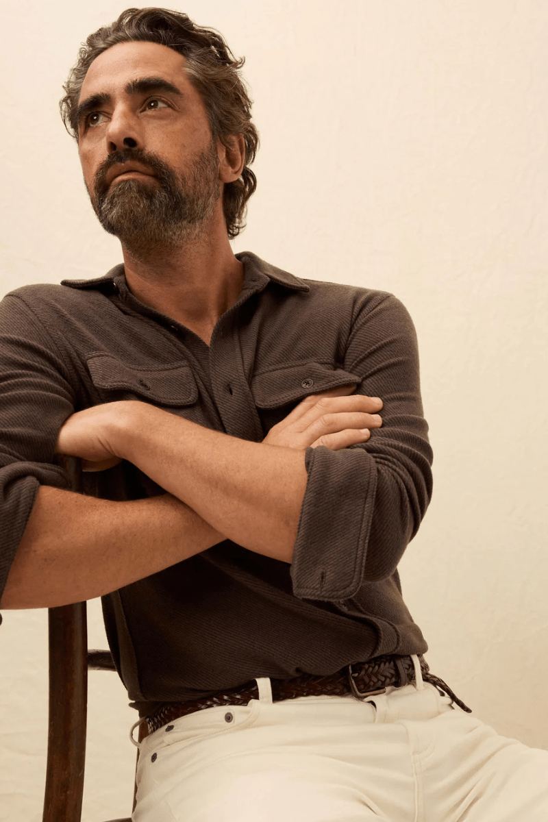 Shirts & Tops - Faherty Brand - Legend Sweater Shirt in Valley Brown Twill - Archery Close