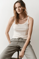 Tank Top - Marine Layer - Lexi Pointelle Cami in Antique White - Archery Close