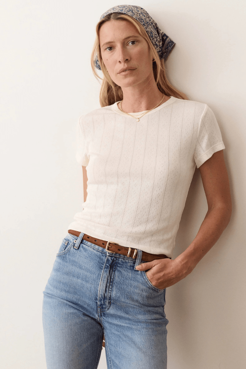 Shirts & Tops - Marine Layer - Lexi Pointelle Tee - Archery Close