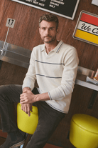 Sweater - Marine Layer - Liam Long Sleeve Sweater Polo - Archery Close