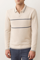 Sweater - Marine Layer - Liam Long Sleeve Sweater Polo - Archery Close