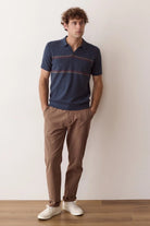 Marine Layer Liam Sweater Polo - Navy Sunset Stripe