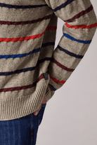 Sweater - Paul Smith - Light Tan Striped Knitted Polo Shirt - Archery Close