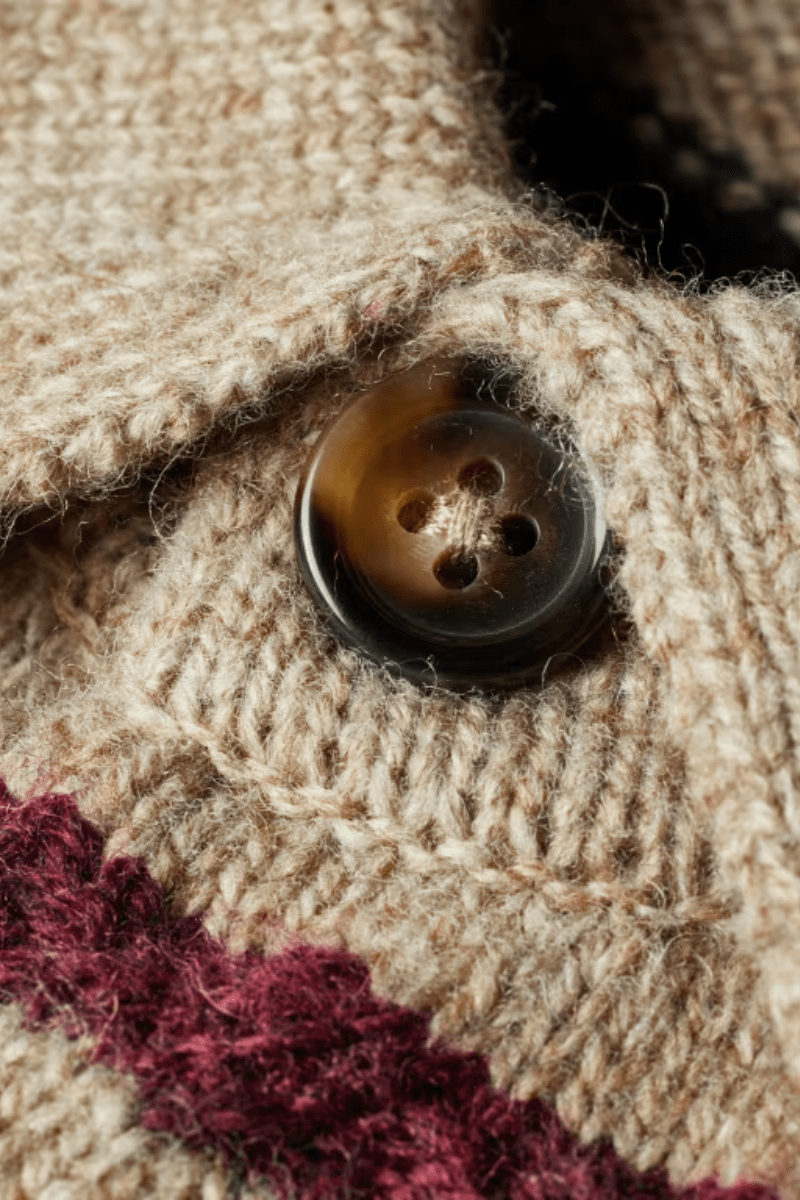 Sweater - Paul Smith - Light Tan Striped Knitted Polo Shirt - Archery Close