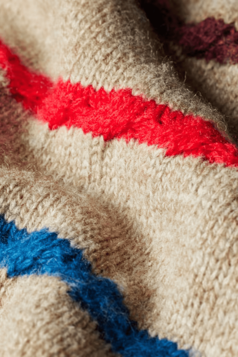 Sweater - Paul Smith - Light Tan Striped Knitted Polo Shirt - Archery Close