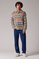 Sweater - Paul Smith - Light Tan Striped Knitted Polo Shirt - Archery Close