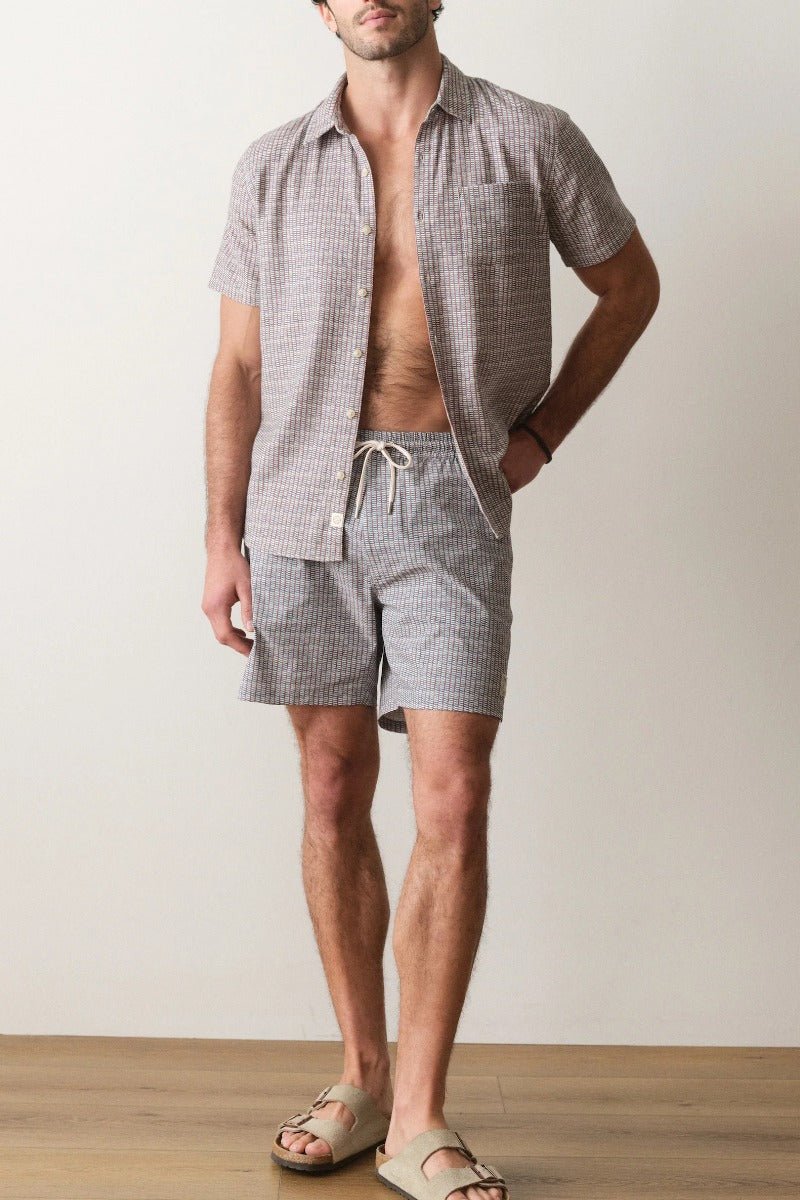 Marine Layer Lined Sport & Swim Short 6" - Green Matchstick Print