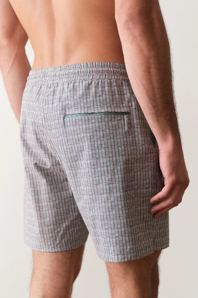 Marine Layer Lined Sport & Swim Short 6" - Green Matchstick Print