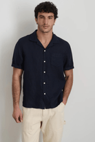 Shirts & Tops - Alex Mill - Linen Camp Shirt in Dark Navy - Archery Close