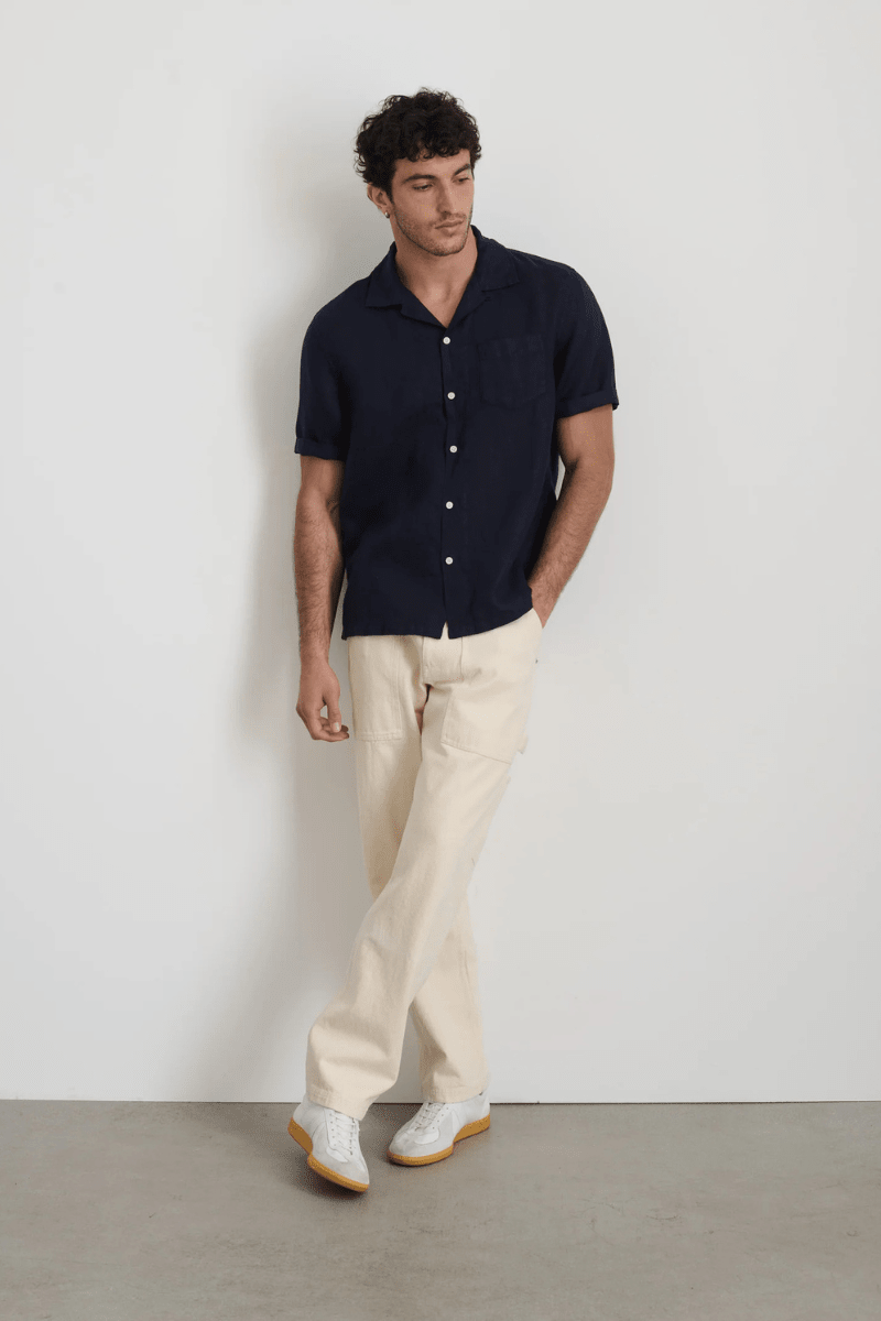 Shirts & Tops - Alex Mill - Linen Camp Shirt in Dark Navy - Archery Close