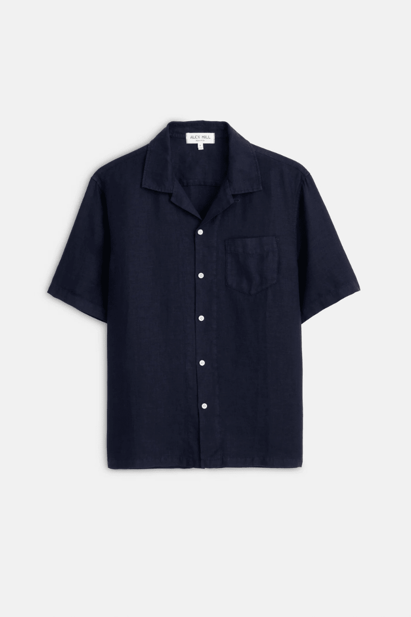 Shirts & Tops - Alex Mill - Linen Camp Shirt in Dark Navy - Archery Close