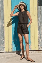 Shorts - Marine Layer - Linen Drawstring Short in Black - Archery Close