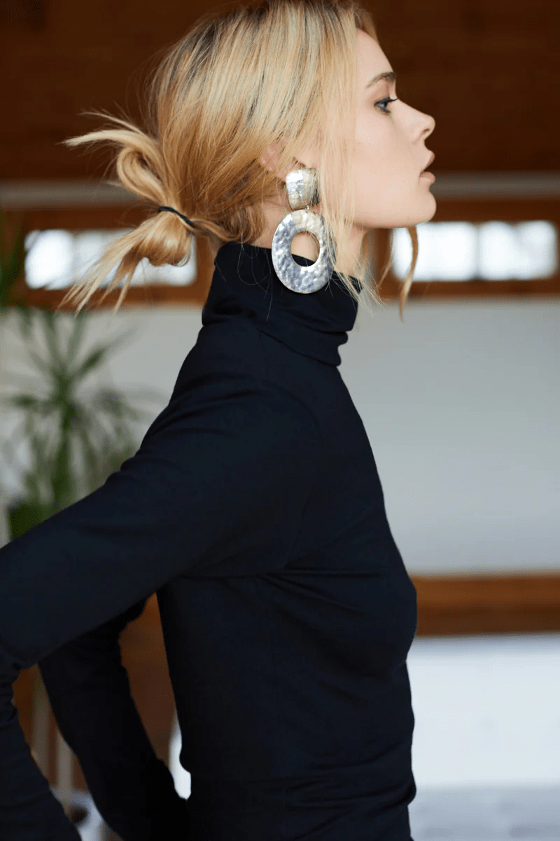 Shirts & Tops - Emerson Fry - Little Turtleneck in Black Organic - Archery Close