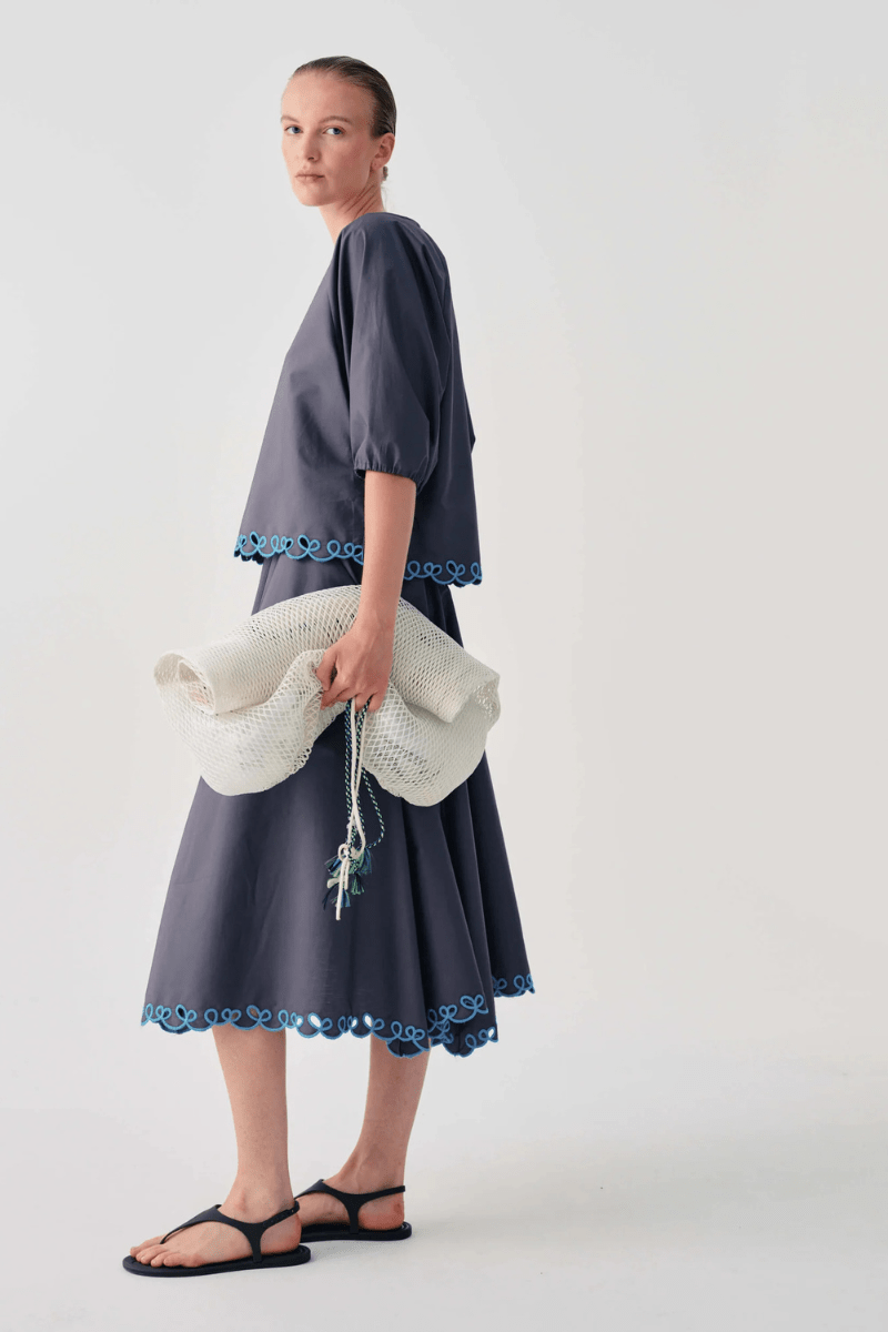 Skirts - Beatrice B - Long Skirt with Embroidered Hem - Archery Close