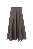 Skirts - Beatrice B - Long Skirt with Embroidered Hem - Archery Close