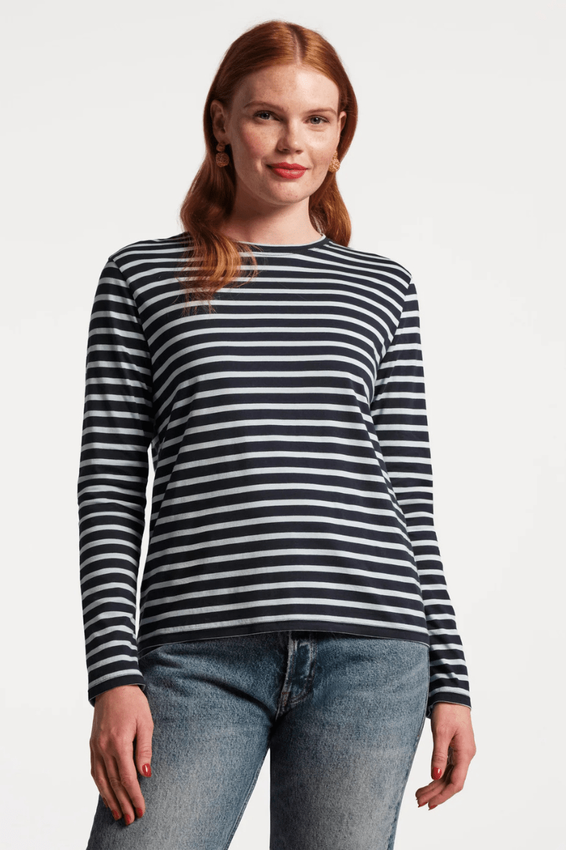 Shirts & Tops - Frances Valentine - Long Sleeve Striped Tee Shirt - Archery Close