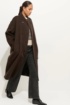 Outerwear - Alex Mill - Long Sophia Coat in Chocolate - Archery Close