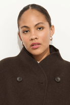 Outerwear - Alex Mill - Long Sophia Coat in Chocolate - Archery Close