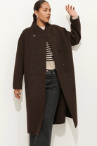 Outerwear - Alex Mill - Long Sophia Coat in Chocolate - Archery Close